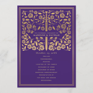 Purple Royal Mediaeval Sword Wedding Program Programme