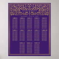 Purple Royal Mediaeval Sword Wedding Seating Chart