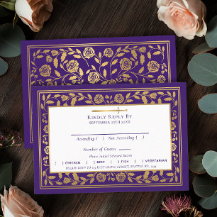 Purple Royal Medieval Sword Wedding RSVP Enclosure Card