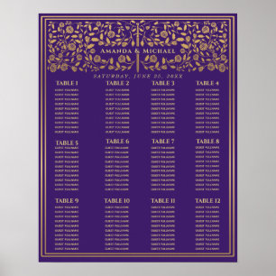 Purple Royal Medieval Sword Wedding Seating Chart