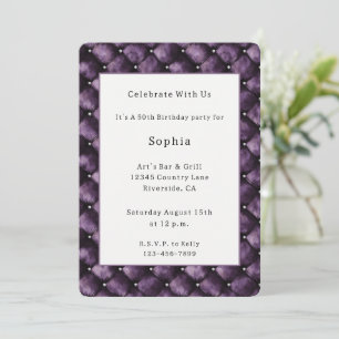Purple Royal Squares Birthday Invitation