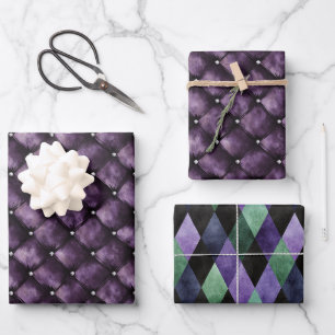 Purple Royal Squares Bridal Shower Wrapping Paper Sheet