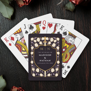 Purple Royal Sword Shield Wedding Favor Playing Cards