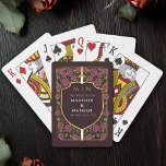 Purple Royal Sword Shield Wedding Favour Playing Cards<br><div class="desc">Elevate your card game with these custom-designed playing cards! These cards feature a design of a mediaeval-style sword and shield surrounded by purple florals against a muted mauve background. Customise this deck with your monogram. NOTE: the gold featured in this design is NOT real foil.</div>