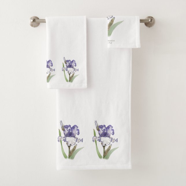 Purple Ruffled Iris Bath Towel Set (Insitu)