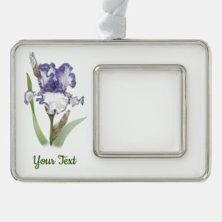 Purple Ruffled Iris Silver Plated Framed Ornament