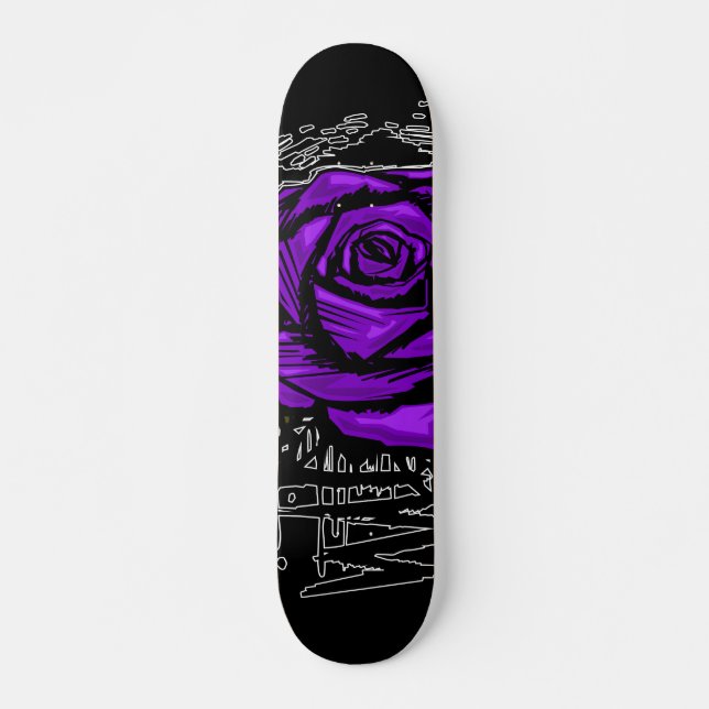Purple Rugged Rose Graffiti Art • Urban Street Skateboard (Front)
