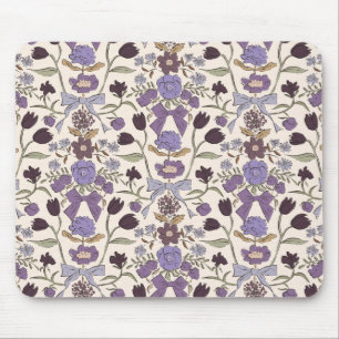 Purple Rustic Bows and Blossoms Mouse Mat