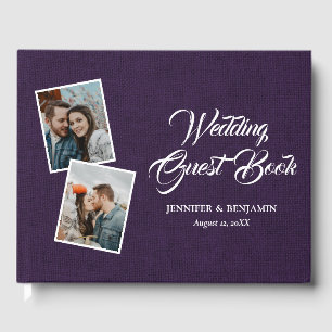 Purple Rustic Burlap Wedding Photo Guest Book