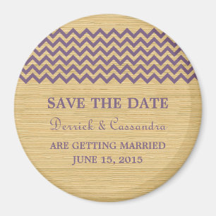 Purple Rustic Chevron Save the Date Magnet