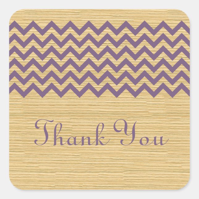 Purple Rustic Chevron Thank You Stickers (Front)