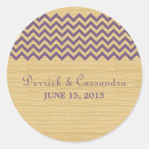 Purple Rustic Chevron Wedding Stickers