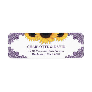 Purple Rustic Chic Sunflower Return Address