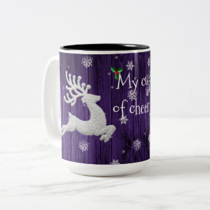 Purple Rustic Christmas Reindeer Coffee Mug