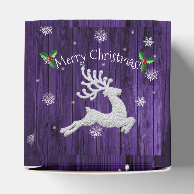 Purple Rustic Christmas Reindeer Favour Box (Top)