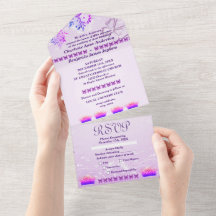 Purple Rustic Floral Wedding Invitation