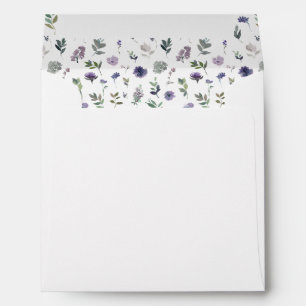 Purple rustic floral wedding square envelope