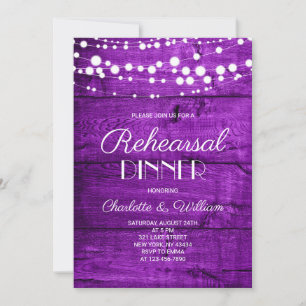 Purple Rustic Rehearsal Dinner Invitation