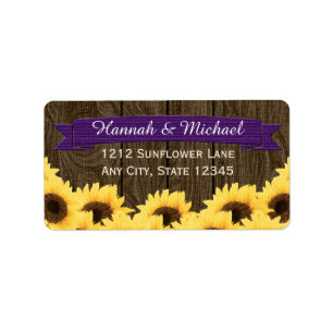PURPLE RUSTIC SUNFLOWER RETURN ADDRESS LABEL