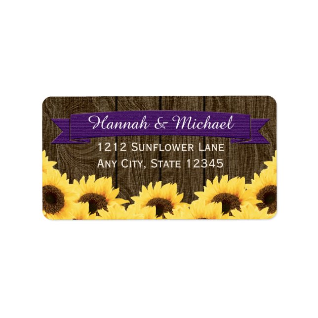 PURPLE RUSTIC SUNFLOWER RETURN ADDRESS LABEL (Front)
