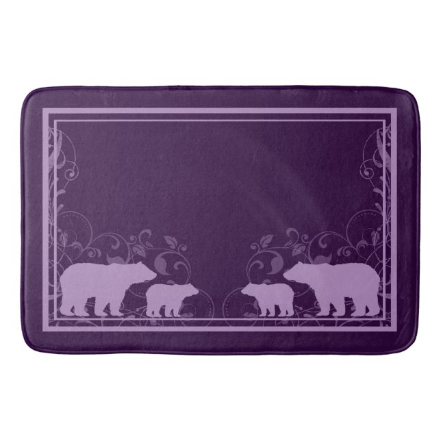 Purple rustic swirl bear memory foam bath mat (Front)