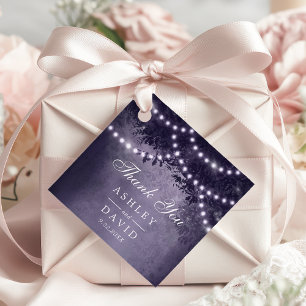 Purple Rustic Tree Canopy Lights Woodland Wedding Favour Tags