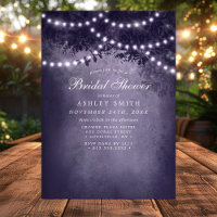 Purple Rustic Tree String Lights Bridal Shower
