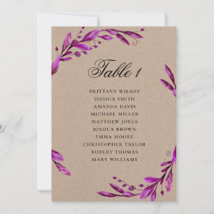 Purple rustic wedding seating chart. Lilac country Invitation