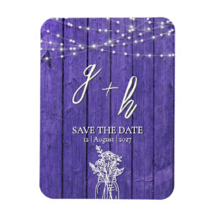 Purple Rustic Wood String Lights Boho Mason Jar Magnet