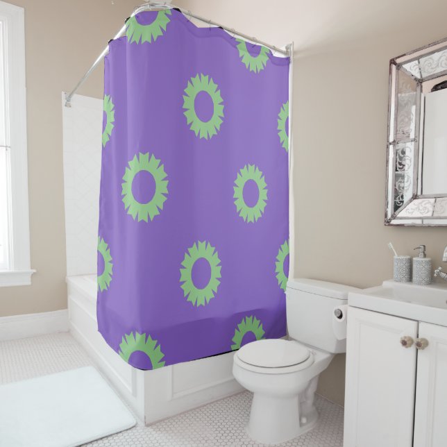 Purple Sage Geo Shower Curtain (In Situ)