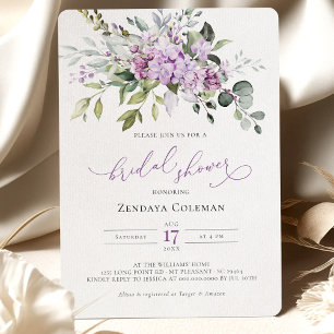 Purple Sage Green Bridal Shower Lailacs Invitation