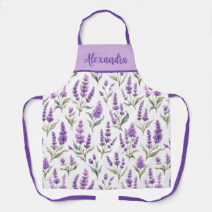 Purple Sage Green Lavender Custom Name Apron