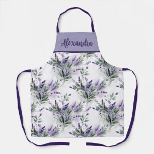 Purple Sage Green Lavender Custom Name Apron