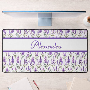 Purple Sage Green Lavender Custom Name Desk Mat