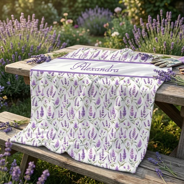 Purple Sage Green Lavender Custom Name Fleece Blanket (Creator Uploaded)
