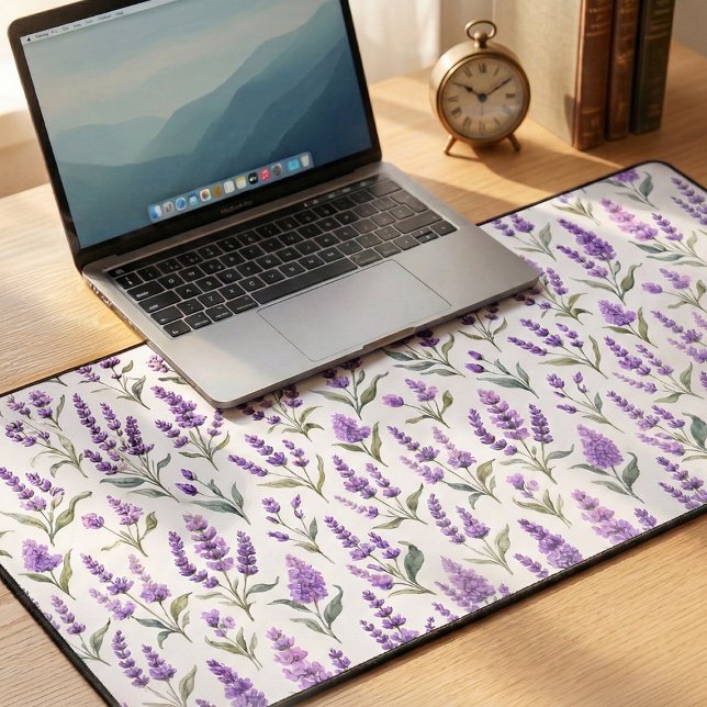 Purple Sage Green Lavender Flowers Desk Mat (Creator Uploaded)