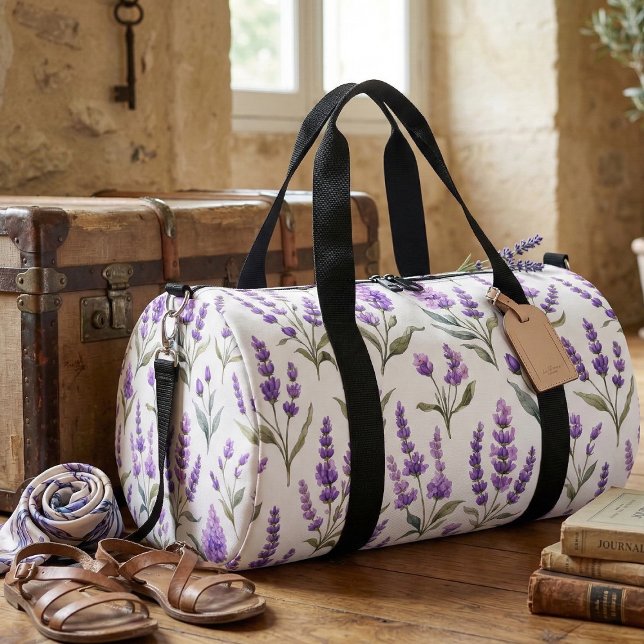 Purple Sage Green Lavender Flowers Duffle Bag (Creator Uploaded)