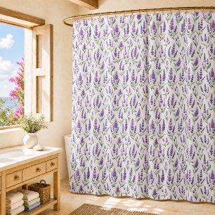 Purple Sage Green Lavender Flowers Shower Curtain