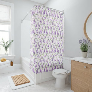 Purple Sage Green Lavender Flowers Shower Curtain