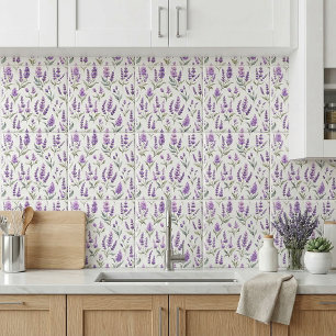 Purple Sage Green Lavender Flowers Tile