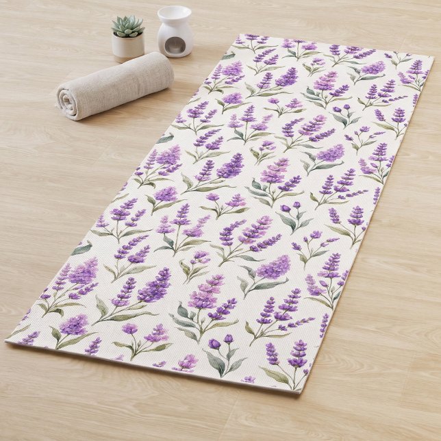 Purple Sage Green Lavender Flowers Yoga Mat (Creator Uploaded)