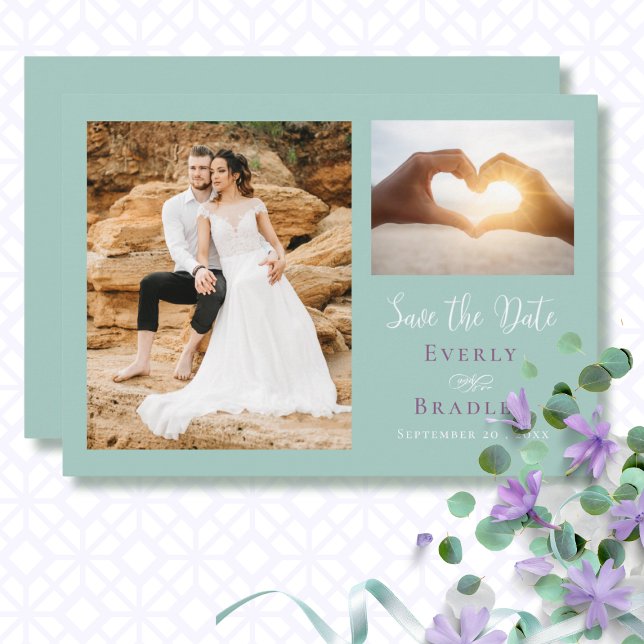 Purple Sage Green Simple QR Code Save the Date  Invitation (Creator Uploaded)