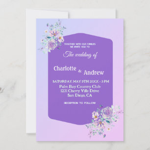 Purple sage lavender floral Wedding Invitation