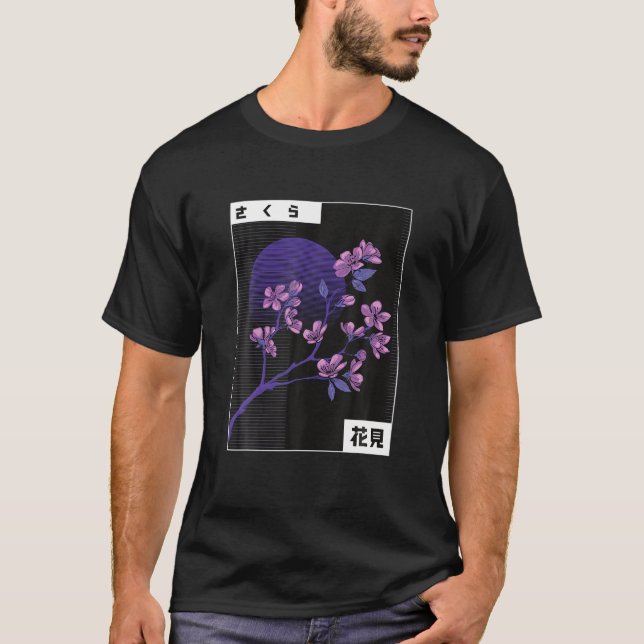 Purple Sakura Flowers Japanese Cherry Blossom T-Shirt (Front)
