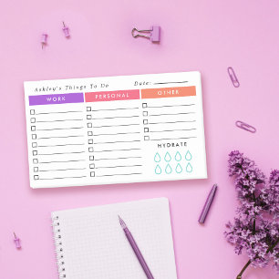 Purple Salmon Pink Daily Organiser To Do List Post-it Notes