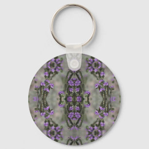 Purple Salt Heliotrope Wildflower Pattern Key Ring