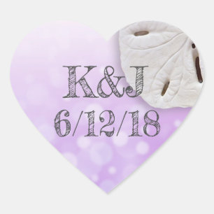 Purple Sand Dollar Seaside Wedding Stickers