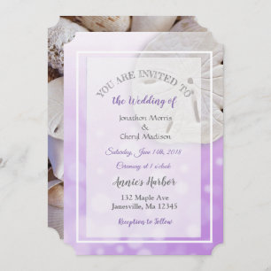 Purple Sand Dollar Themed Wedding Invitations