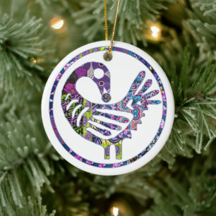 Purple Sankofa Bird Ceramic Tree Decoration