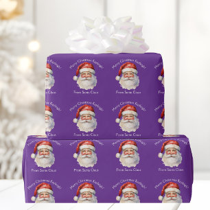 Purple Santa Claus Cute Personalized Christmas Wrapping Paper
